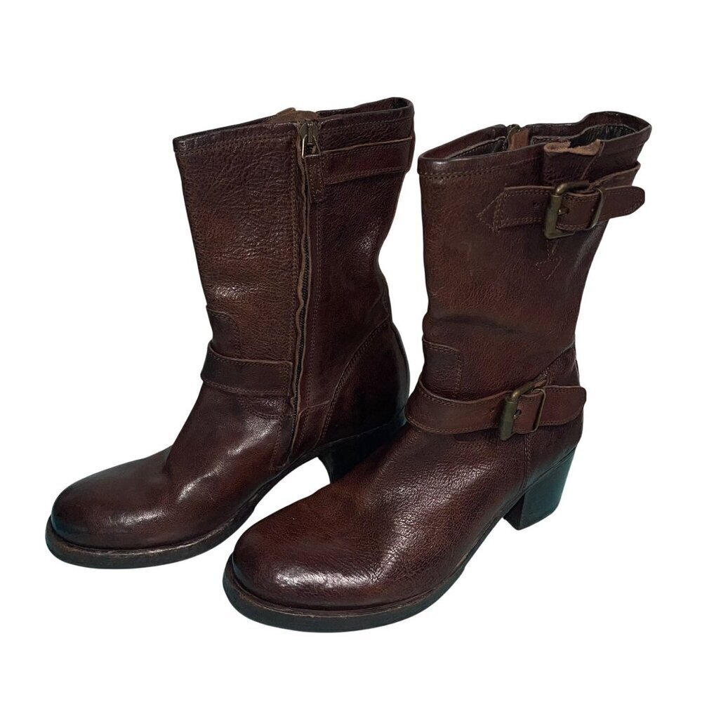 Gidigio Womens Boots Size 38 Brown Side Zipper Handmade Leather Casual Italy